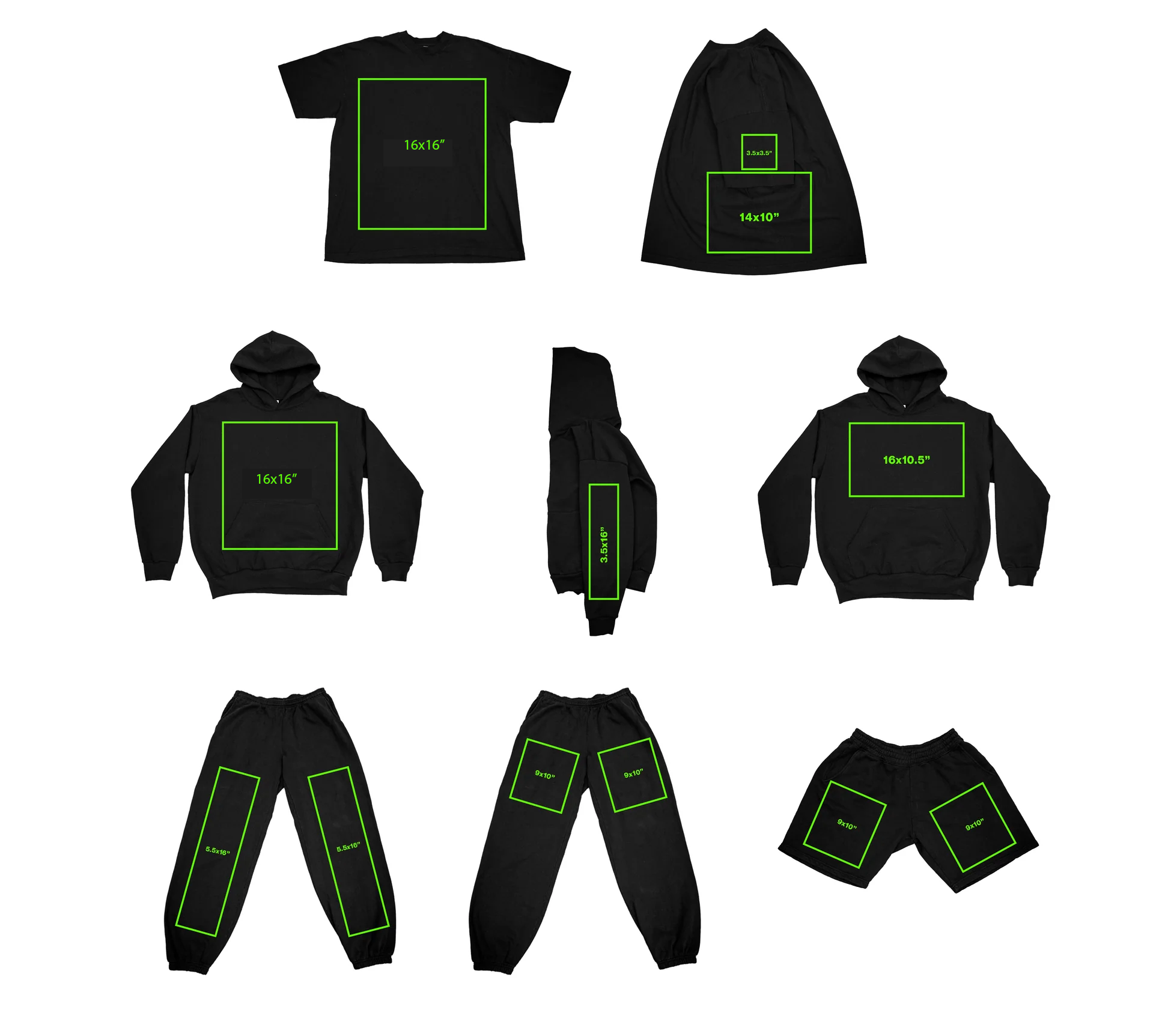 SCREEN PRINTING sizing specifications 1